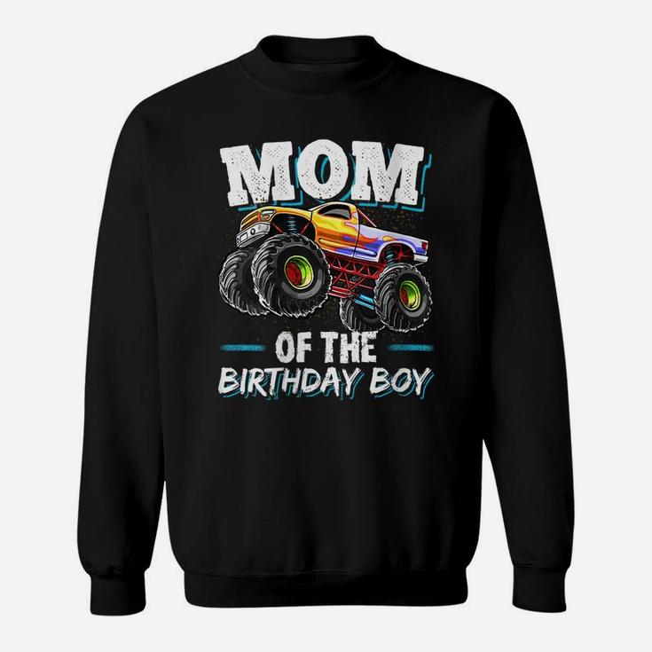 Womens Mom Of The Birthday Boy Monster Truck Birthday Novelty Gift Sweatshirt