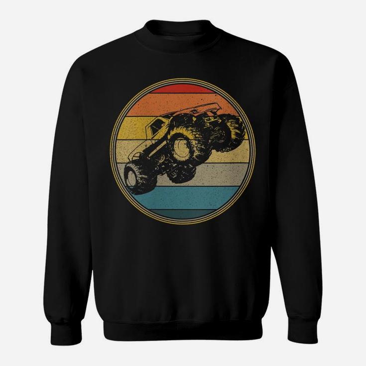 Womens Monster Truck Vintage Retro Style Sun Design Sweatshirt