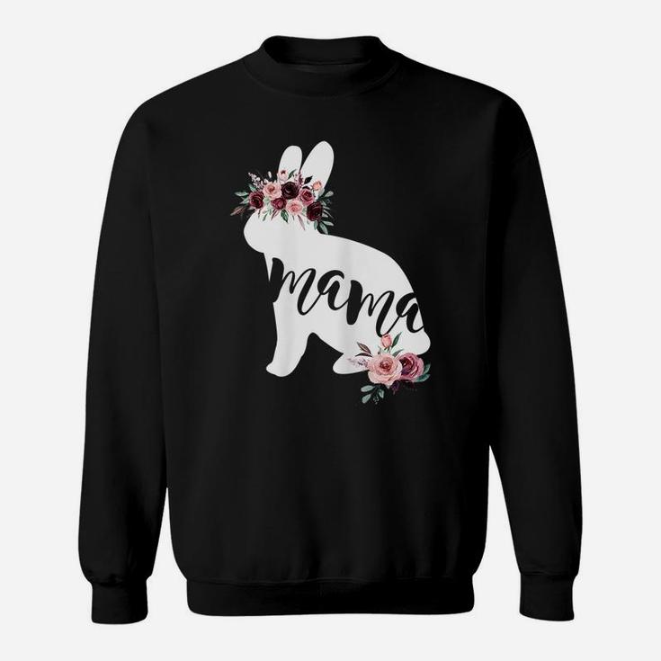 Womens Mothers Day Easter Gift For Mom Mama Bunny Flower Crown Sweatshirt