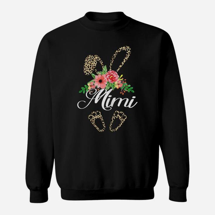 Womens Mother's Day Easter Gifts Flower Mimi Leopard Bunny Sweatshirt