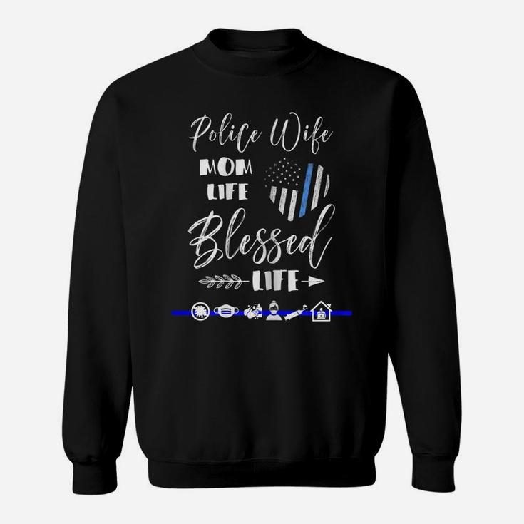 Womens Mothers Day Tshirt For Police Wife Mom Family Life Graphic Sweatshirt