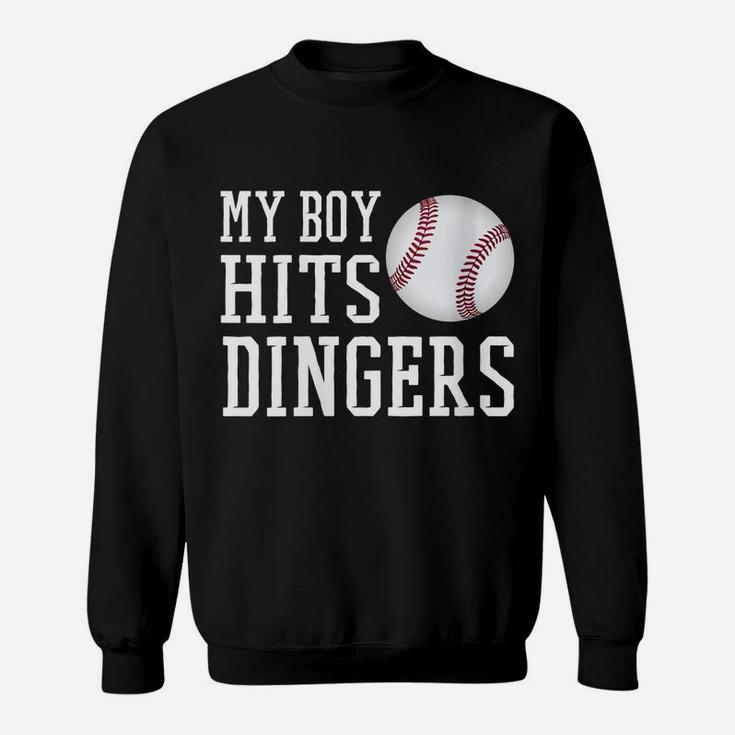 Womens My Boy Hits Dingers Proud Baseball Mom & Dad I Hit Dingers Sweatshirt