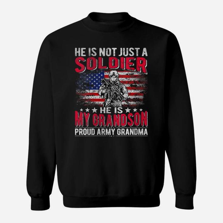 Womens My Grandson Is A Soldier Hero Proud Army Grandma Grandmother Sweatshirt