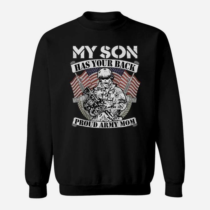 Womens My Son Has Your Back Proud Army Mom - Military Mother Gift Raglan Baseball Tee Sweatshirt