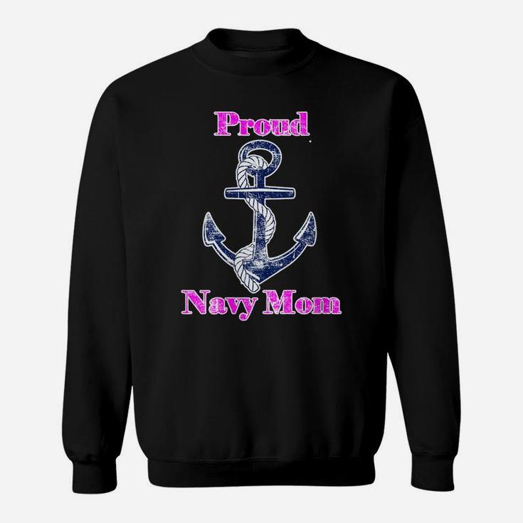 Womens Navy Proud Mom Original Naval Family Navy Gift Sweatshirt