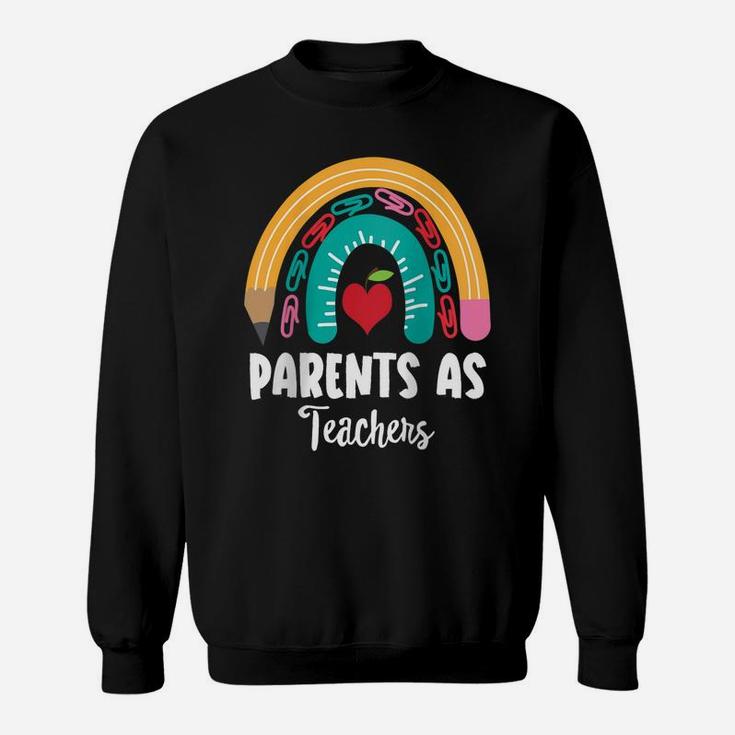 Womens Parents As Teachers, Funny Boho Rainbow For Teachers Raglan Baseball Tee Sweatshirt