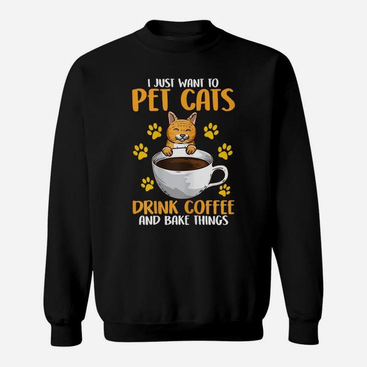 Womens Pet Cats - Coffee Drinker Cat Lover Baking Gifts Sweatshirt