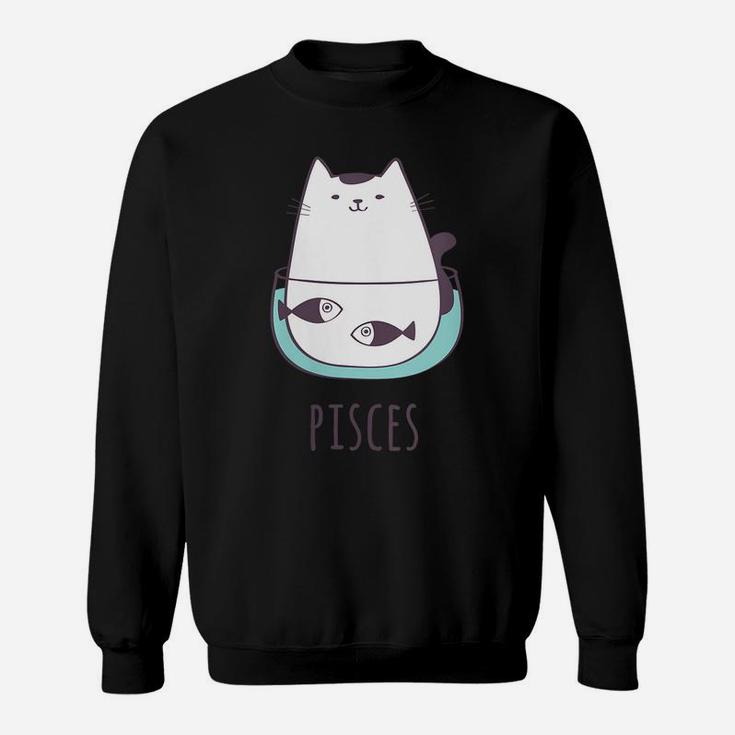Womens Pisces Star Sign Feline Design Cute, Funny Kitty Zodiac Cat Sweatshirt
