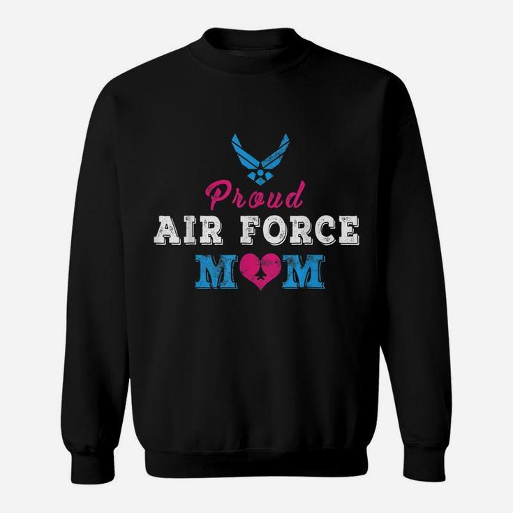 Womens Proud Air Force Mom Heart Military Family Sweatshirt
