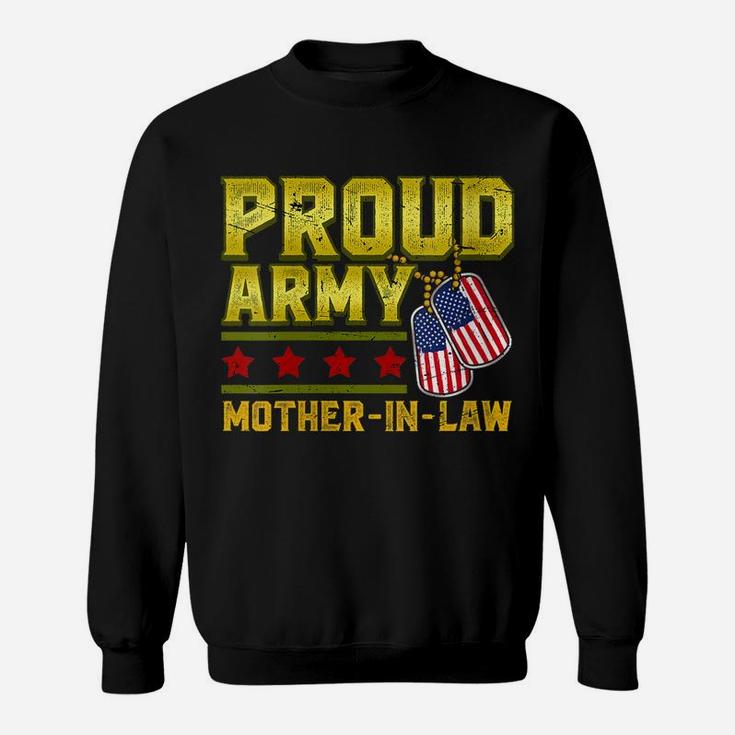Womens Proud Army Mother In Law Us Flag Military Mom Family Sweatshirt