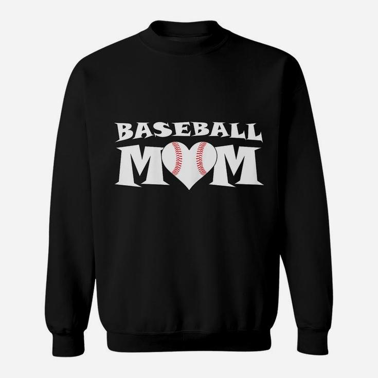 Womens Proud Baseball Mom With Heart Game Day Sweatshirt