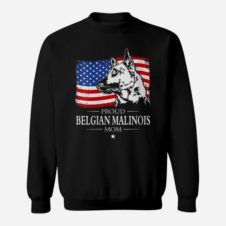 Womens Proud Belgian Malinois Mom American Flag Patriotic Dog Sweatshirt