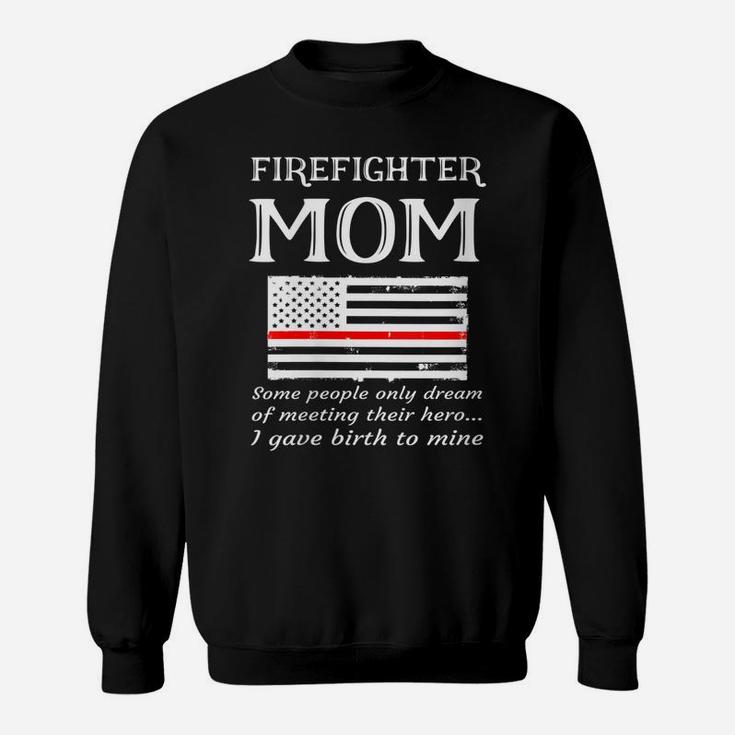 Womens Proud Firefighter Mom Fireman Firewoman Mother American Flag Sweatshirt