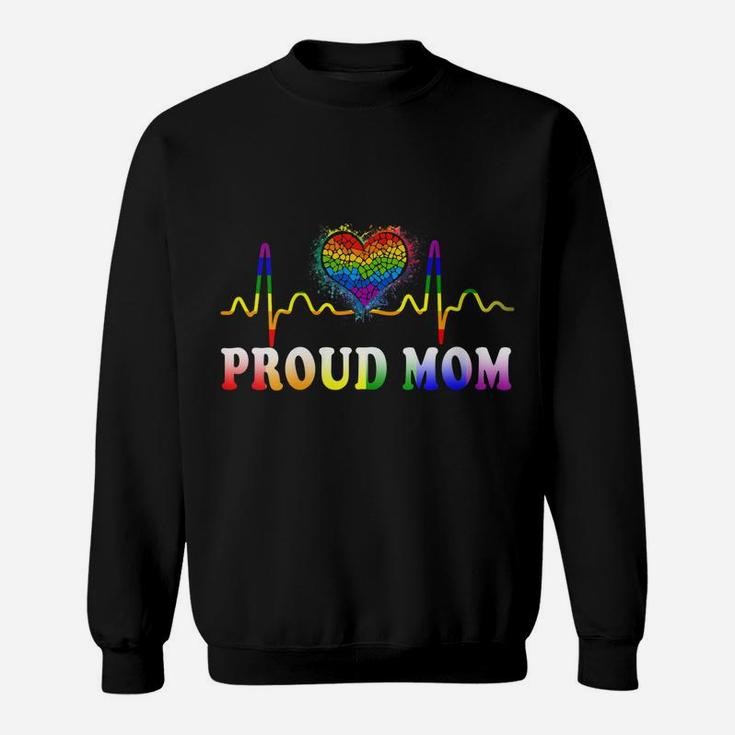 Womens Proud Mom Gay Heartbeat Pride Shirt Lgbt Gay Pride Month Sweatshirt