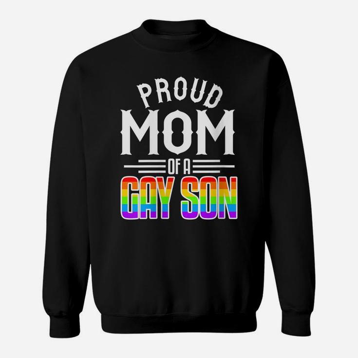 Womens Proud Mom Gay Son Pride Rainbow Flag Lgbt 2019 Gift Sweatshirt