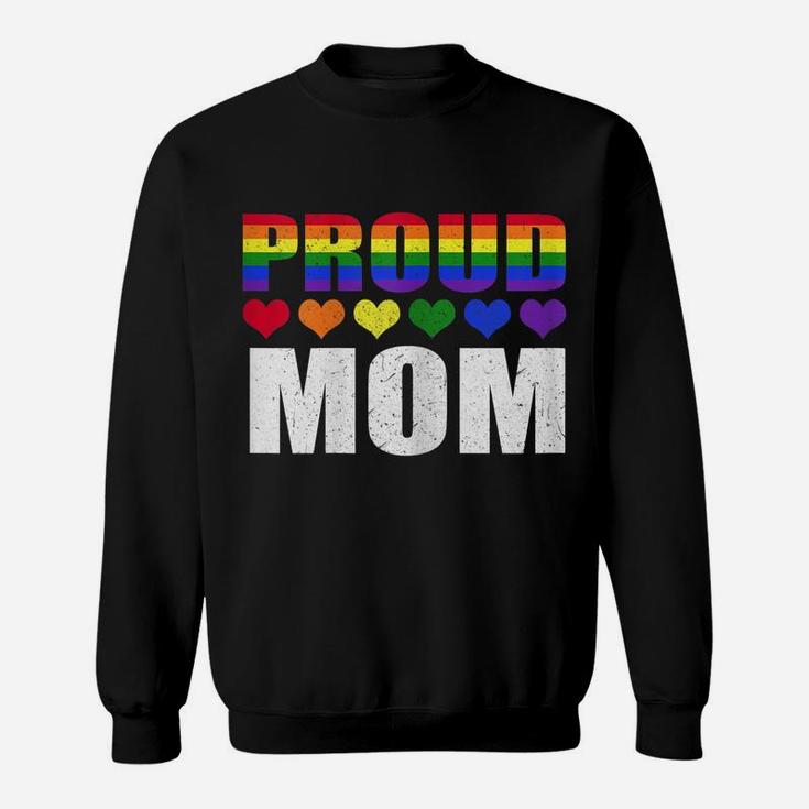 Womens Proud Mom Lgbt-Q Gay Pride Ally Lgbt Parent Rainbow Heart Sweatshirt