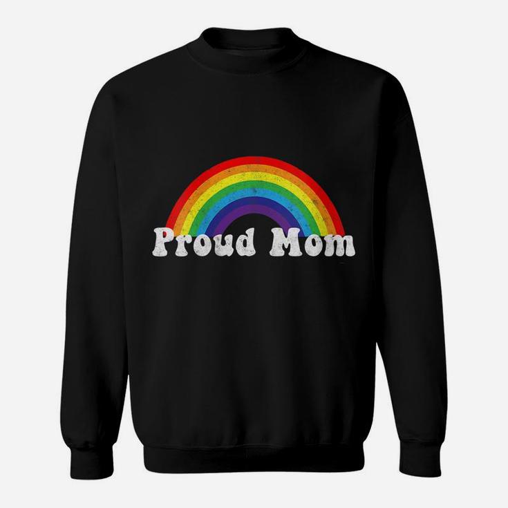 Womens Proud Mom Pride Shirt Gay Lgbt Day Month Parade Rainbow Sweatshirt