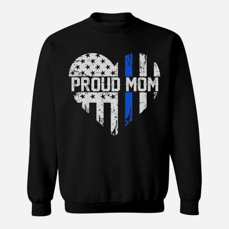 Womens Proud Mom Thin Blue Line Police Support Cop Mom Sweatshirt