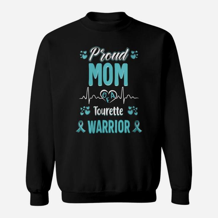 Womens Proud Mom Tourette Syndrome Warrior Awareness Ribbon Sweatshirt