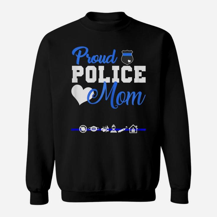 Womens Proud Police Mom Shirt American Flag Graphic Tee Plus Size Sweatshirt