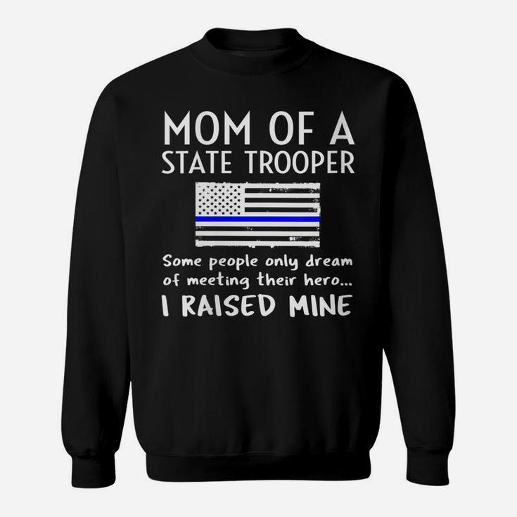 Womens Proud State Trooper Mom Mother Thin Blue Line American Flag Sweatshirt
