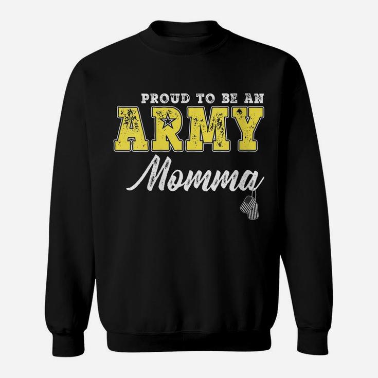 Womens Proud To Be An Army Momma Us Flag Dog Tags Military Mom Gift Sweatshirt