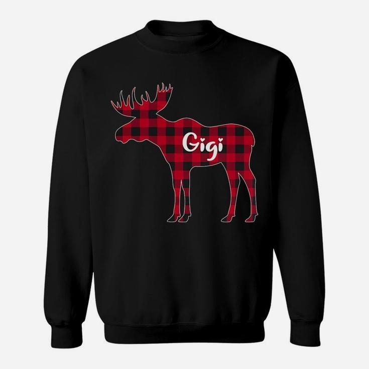 Womens Red Plaid Gigi Moose Xmas Matching Buffalo Family Pajama Sweatshirt