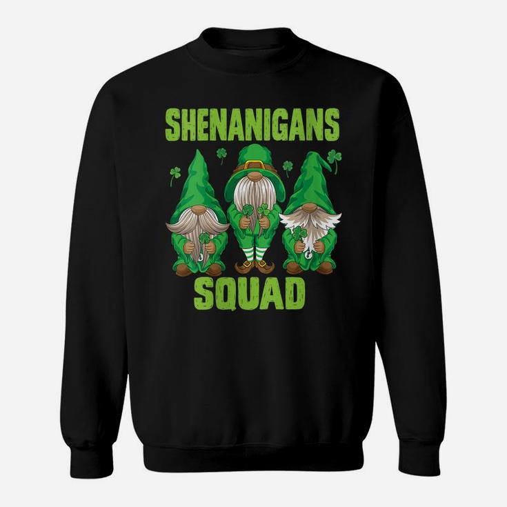 Womens Shenanigans Squad Three Lucky Gnome Shamrock St Patrick Day Sweatshirt