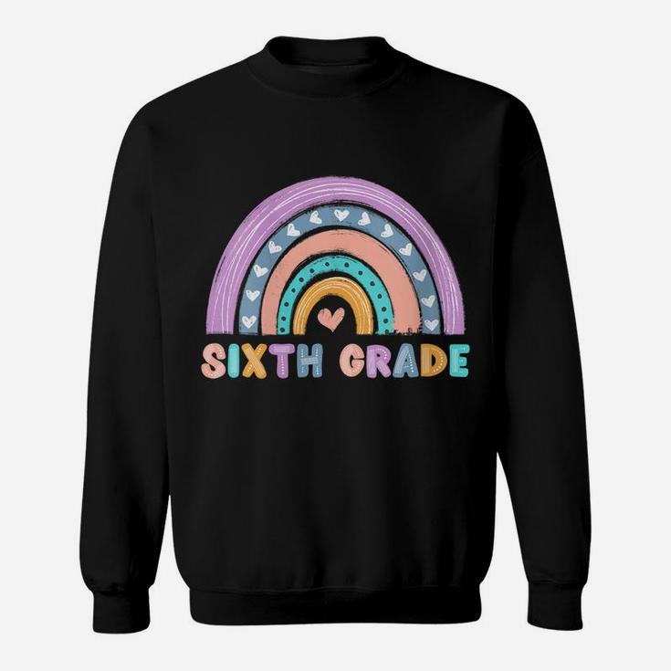 Womens Sixth Grade Boho Rainbow Funny Hello 6Th Grade School Team Sweatshirt
