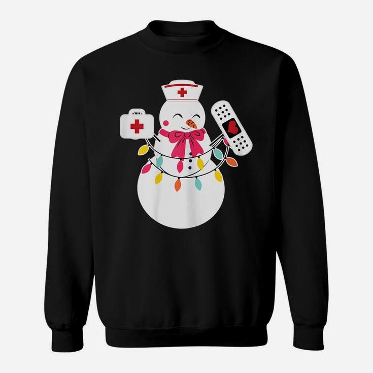 Womens Snowman Nurse Christmas With Nurse's Hat Funny Outfit Design Sweatshirt