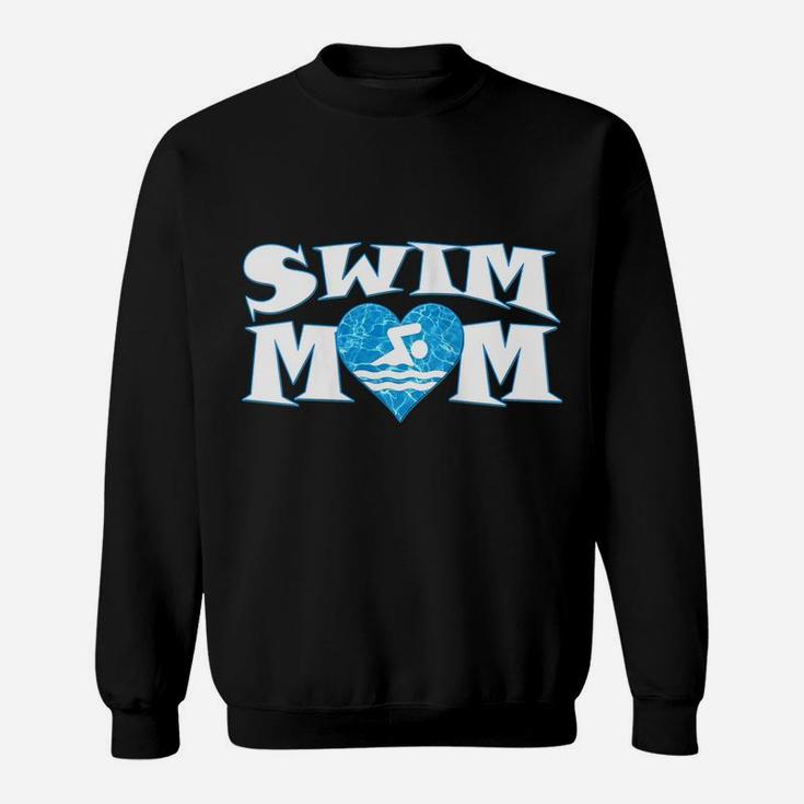 Womens Swim Mom Heart Shaped Pool Water Swimmer Swimming & Diving Sweatshirt