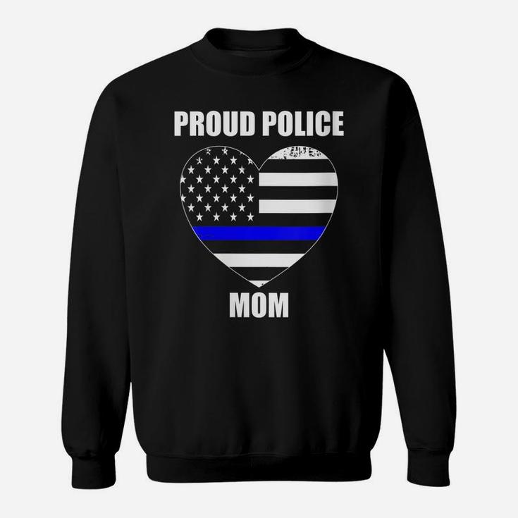 Womens Thin Blue Line Flag Law Enforcement Officer Proud Police Mom Sweatshirt