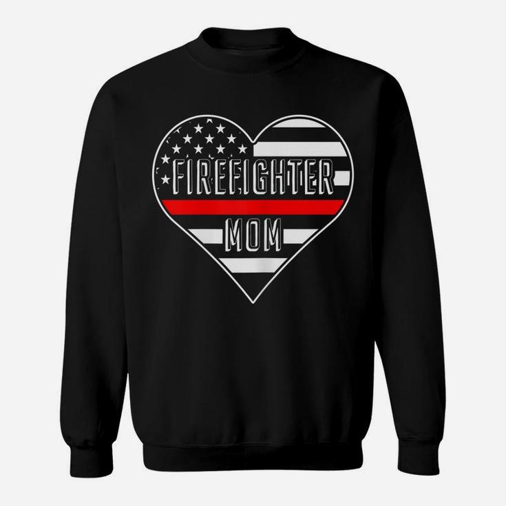 Womens Us Flag Heart Proud Firefighter Mom Sweatshirt