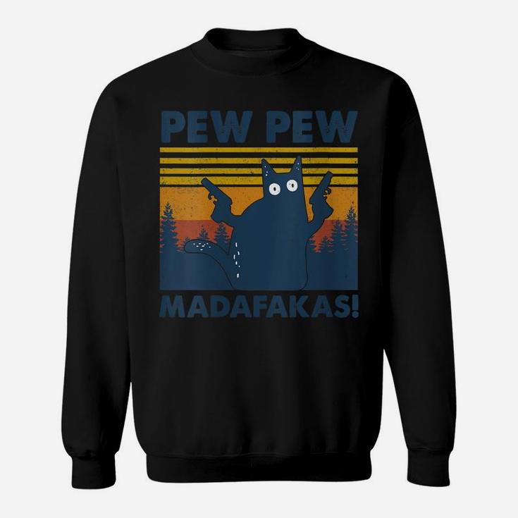 Womens Vintage Cats Pew Pew Madafakas Funny Crazy Cat Lovers Gifts Sweatshirt