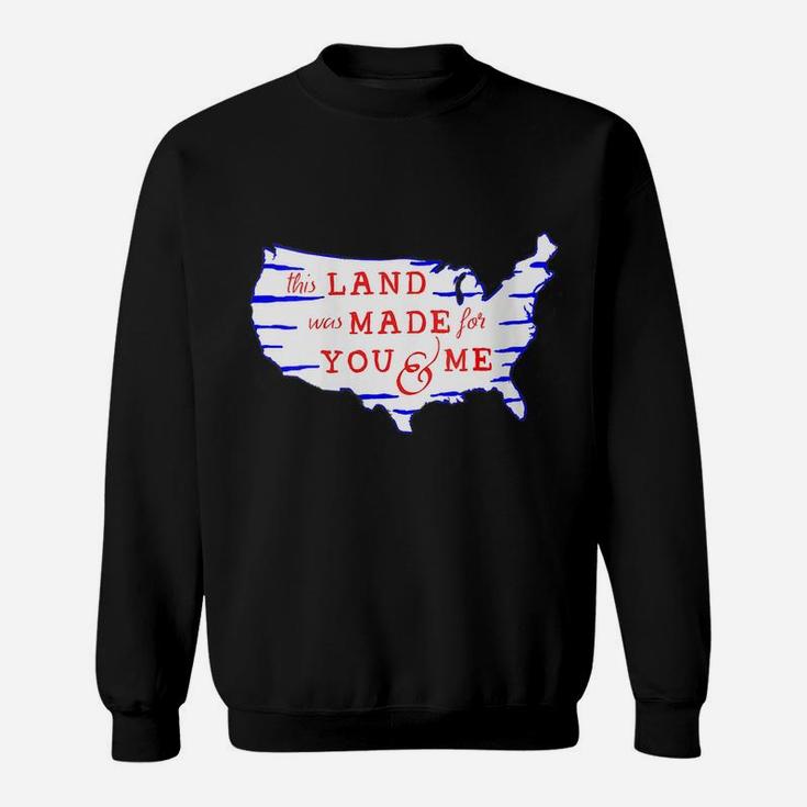 Womens Vintage This Land Was Made For You And Me Usa Flag 4Th July Sweatshirt