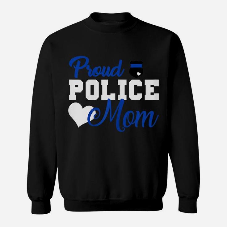 Womens Women Proud Police Mom Thin Blue Line Police Officer Mom Sweatshirt
