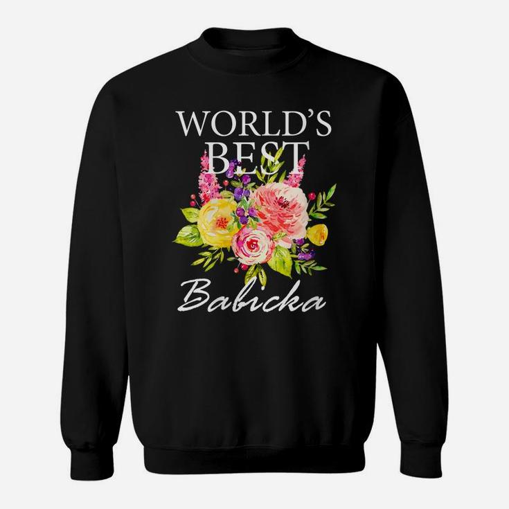 Womens World's Best Babicka Slovakia Grandma Mother's Day Flower Sweatshirt
