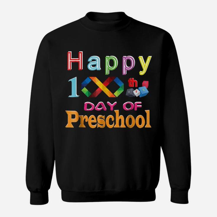Words Happy 100Th Day Of Preschool Teacher Student Shirt Sweatshirt