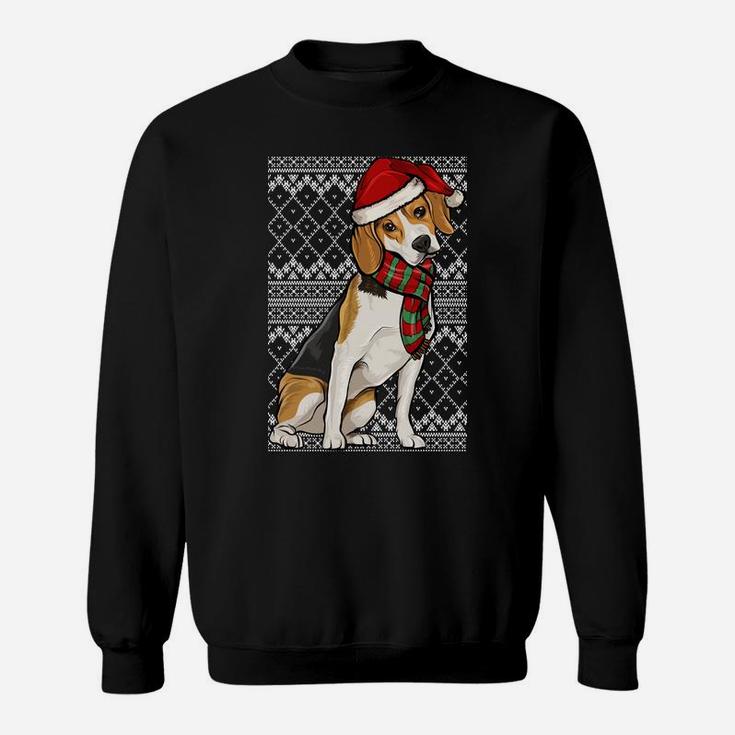 Xmas Beagle Santa Claus Hat Ugly Christmas Sweatshirt Sweatshirt