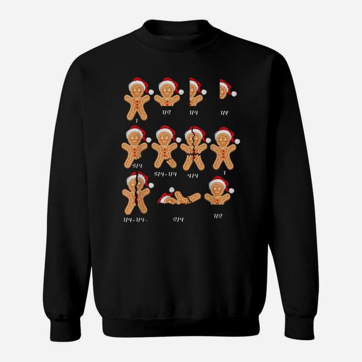 Xmas Christmas Santa Hat Fractions Math Teacher Cookie Lover Sweatshirt