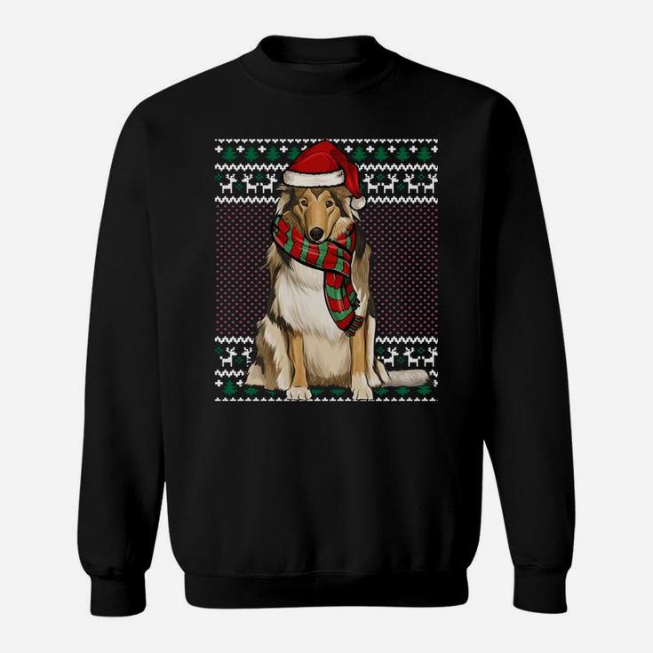 Xmas Collie Dog Santa Hat Ugly Christmas Sweatshirt Sweatshirt