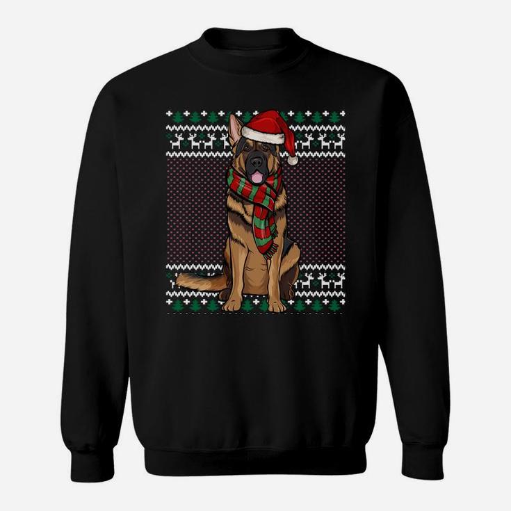 Xmas German Shepherd Dog Santa Hat Ugly Christmas Sweatshirt Sweatshirt