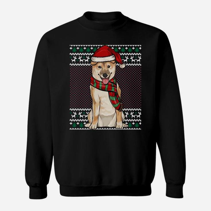 Xmas Shiba Inu Dog Santa Hat Ugly Christmas Sweatshirt Sweatshirt