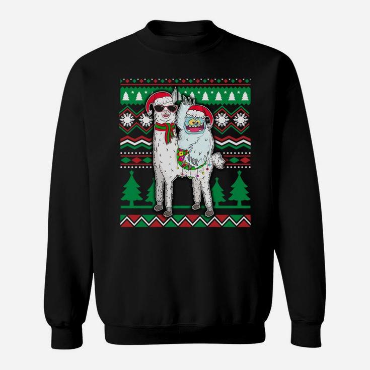 Yeti & Llama With Santa Hat Ugly Christmas Sweater Xmas Gift Sweatshirt Sweatshirt