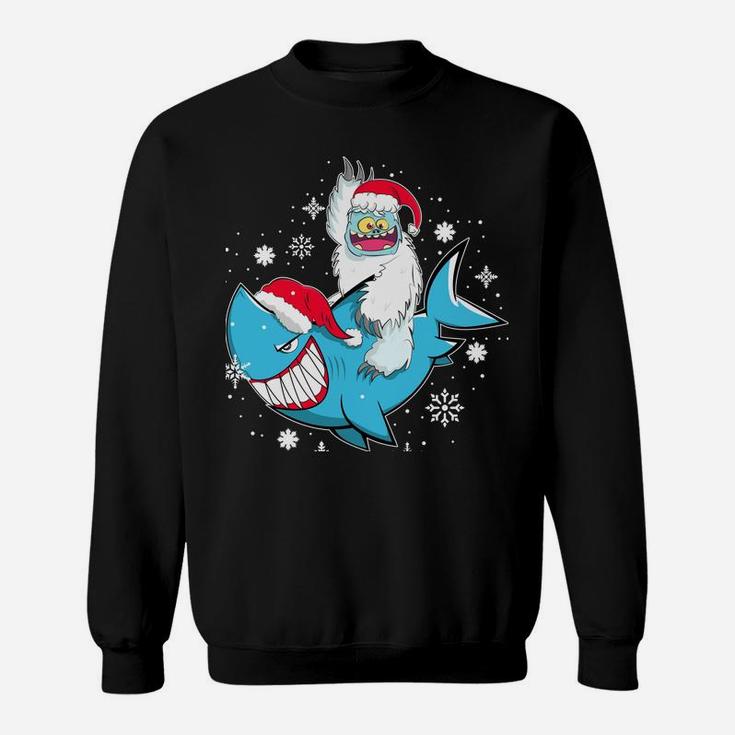 Yeti To Party Shark Santa Hat Christmas Pajama Xmas Gift Sweatshirt Sweatshirt