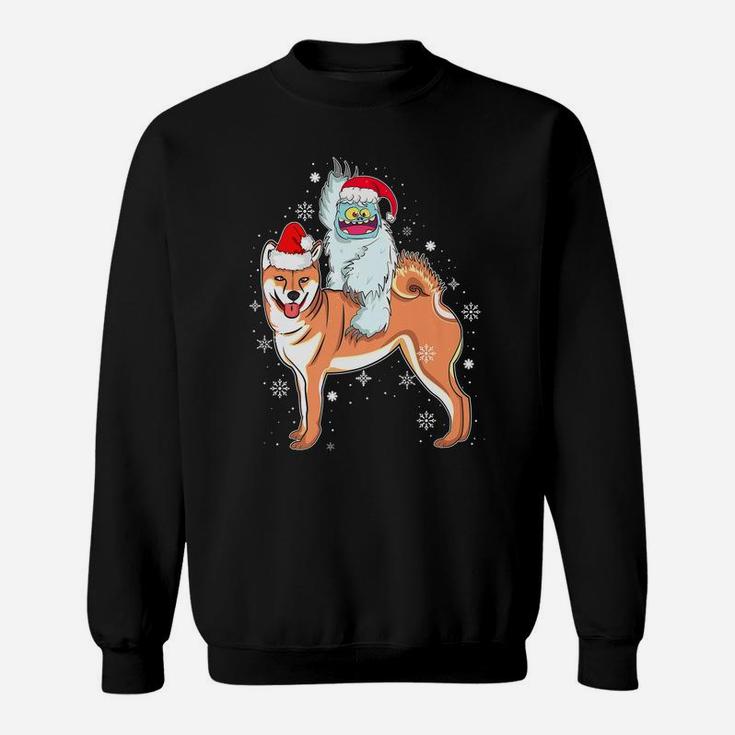 Yeti To Party Shiba Inu Santa Hat Christmas Pajama Xmas Gift Sweatshirt