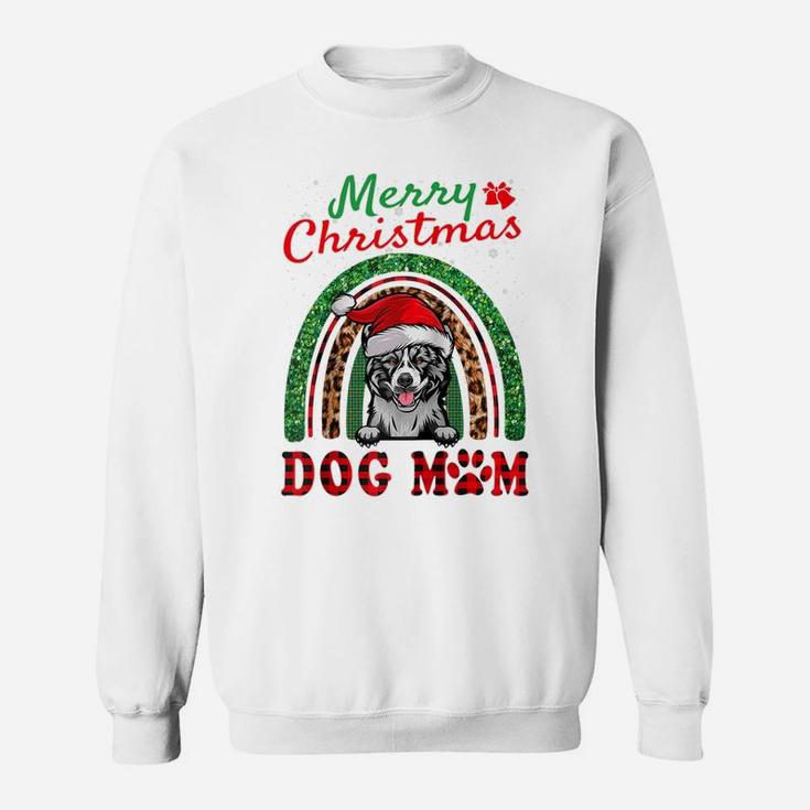 Akita Santa Dog Mom Boho Rainbow Funny Christmas Raglan Baseball Tee Sweatshirt