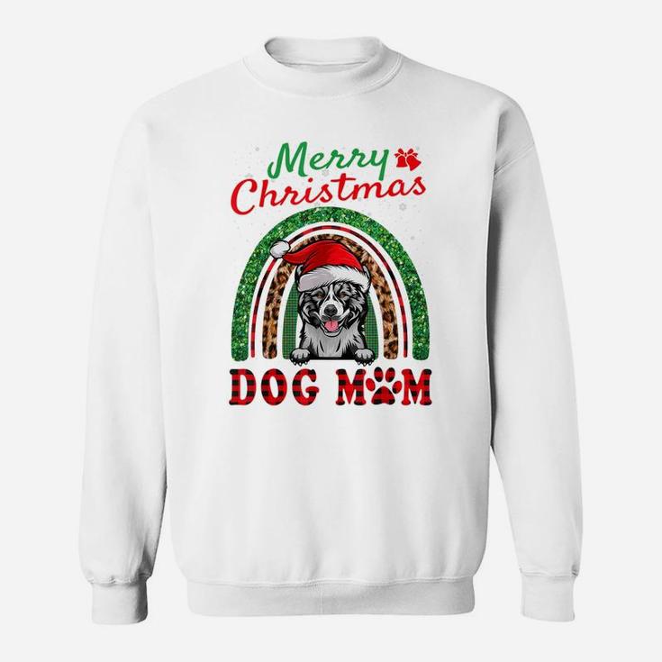 Akita Santa Dog Mom Boho Rainbow Funny Christmas Sweatshirt