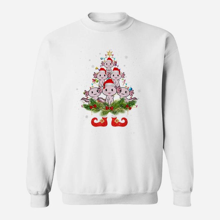 Axolotls Christmas Tree Lights Funny Santa Hat Lover Sweatshirt