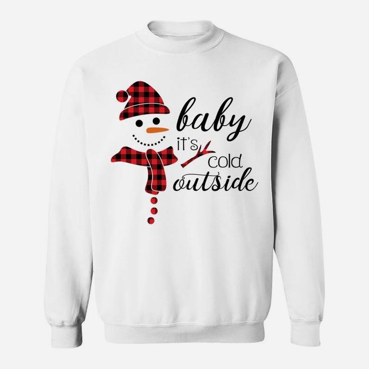 Baby It's Cold Outside Cute Christmas Snowman Buffalo Plaid Sweatshirt
